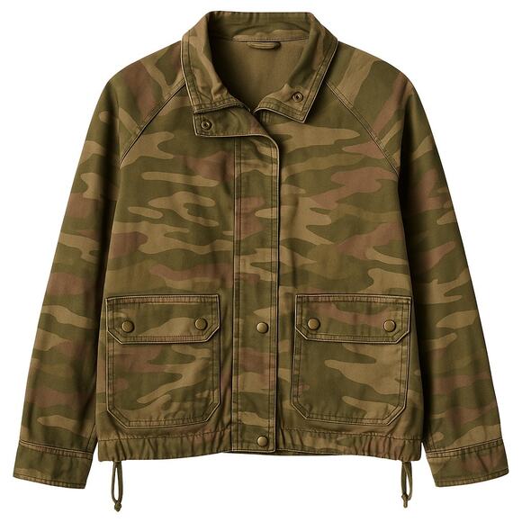 Democracy Women’s Camo Utility Jacket XL – Drawstring Hem, Snap Pockets - Picture 1 of 7